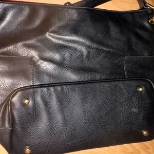 Elegant Black Leather Tote Bag